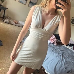 Oh Polly Cream Scoop Neck Dress